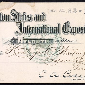 Atlanta & Cotton States International Exhibition pass
