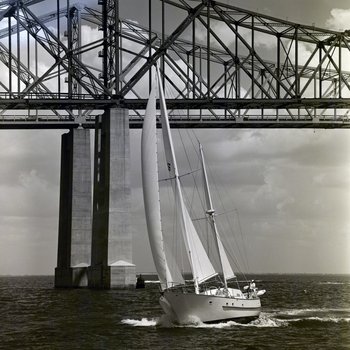 Sailboat by Sunshine Skyway Bridge, Featherstone Marine, A