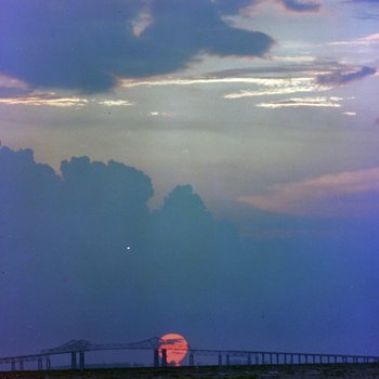 Sunset over the Sunset Skyway Bridge between Pinellas County and Manatee County, Florida, A
