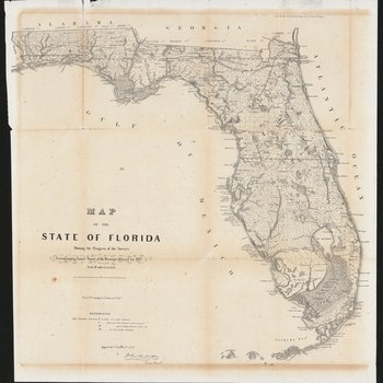 Map of the state of Florida, showing the progress of the surveys, accompanying annual report of the Surveyor General for 1857