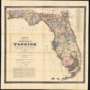 Drew's new map of the state of Florida, showing the townships by the U.S. Surveys : the completed and projected railroads, the different railroad stations and growing railroad towns ; the new towns on the rivers and interior, and the new counties, up to t