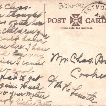 Postcard with handwritten correspondence.