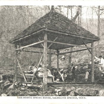 Postcard of The rustic spring house, Galbraith Springs, Hawkins County