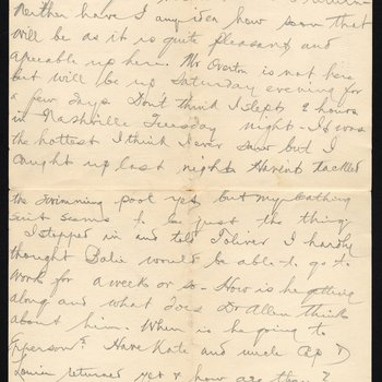 Letter from William T. Peyton to his mother Fannie Trousdale Peyton from Bon Air in White County, page 2
