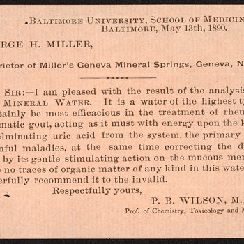 Endorsement for "Geneva Mineral Water"