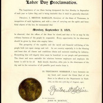 Governor McMillin's Labor Day Proclamation