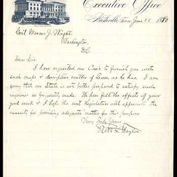 Letter to General Marcus J. Wright from Governor Robert Taylor