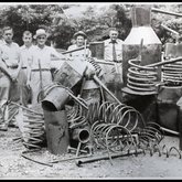Sheriff Mike Boatright and others with confiscated stills, Elizabethton, Tennessee, ca. 1940s