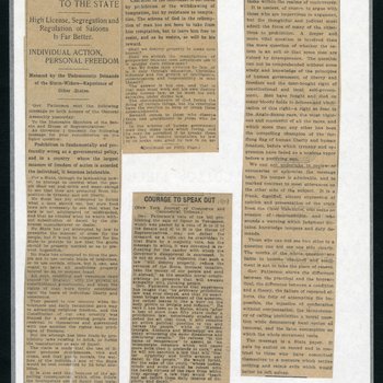 Newspaper clippings related to the Prohibition Law of 1909.