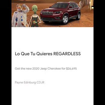 Photograph of "Lo Que Tu Quieres Regardless" Digital Ad (Payne Edinburg)