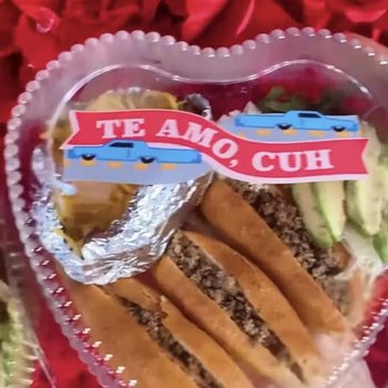 Photograph of Nana's Taqueria Valentine's Day Plate 1 (Te amo, cuh)