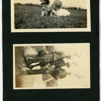 Baby with Puppy and Family Portrait Outdoors