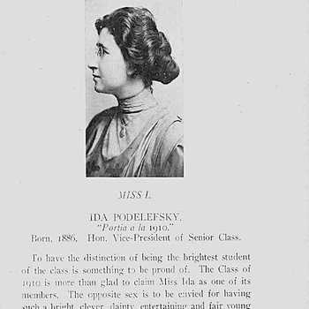 1910 - Yearbook Profile of Ida Podelefsky