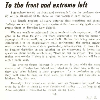 1966 - Justinian - Women's Seating Rule