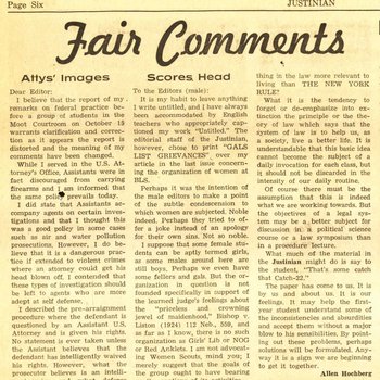 1970 - Justinian - Letter to the Editors