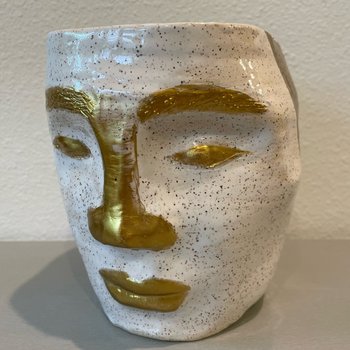White and Gold Mask Mug
