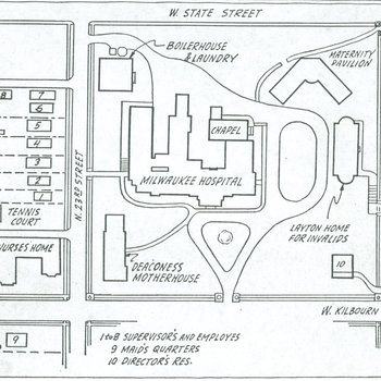Milwaukee Hospital drawing of proposed additions, 1924