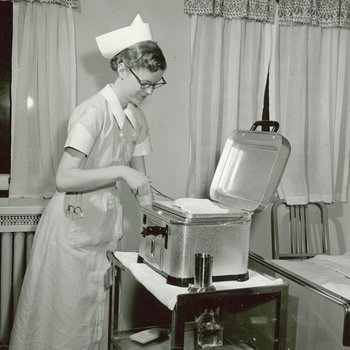 Nurse with hot towels