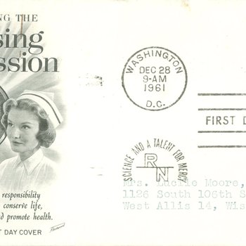 Nursing profession envelope and stamp, 1961 December