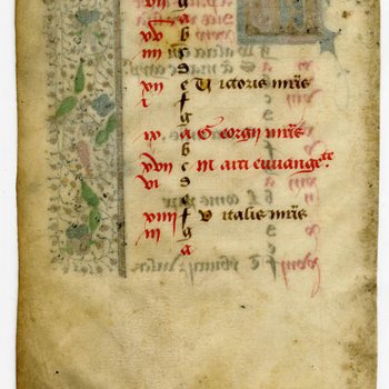 Book of Hours, Calendar Leaf for April- Med MS 12B