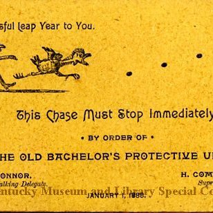 Old Bachelor's Protective Union 1888 calling card