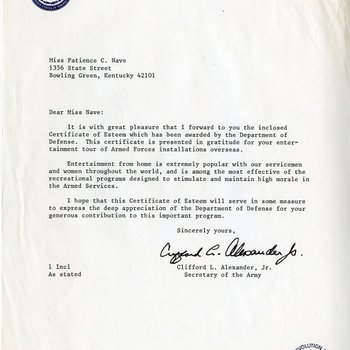 Gemini 77 Letter re: Certificate of Esteem 3