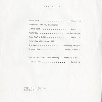 Gemini 14 Concert Program