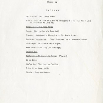 Gemini 14 Set List 3