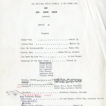 Gemini 14 Set List, Edited
