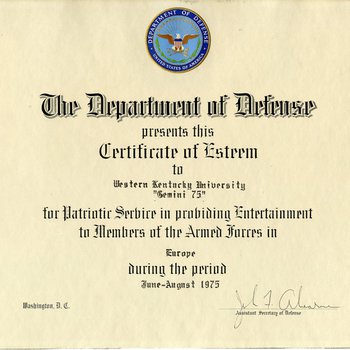 Gemini 75 Certificate of Esteem