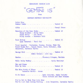 Gemini 15 Gerszewski Service Club Concert