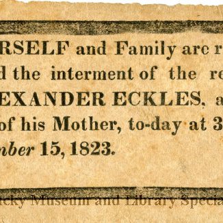 Alexander Eckles Funeral Notice