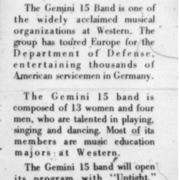 Gemini 15 Sets Concert Friday