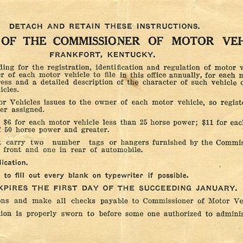 Kentucky Registration of Motor Vehicles Form