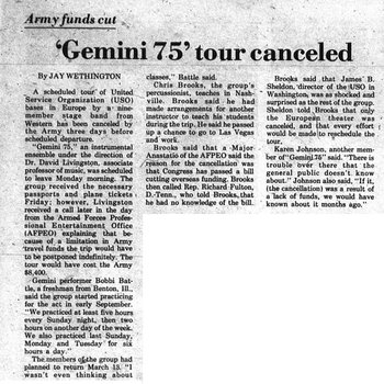 Gemini 75 Tour Canceled