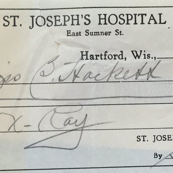 St. Joseph's hospital receipt for chest x-ray, 1937 March