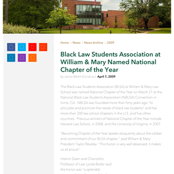 "Black Law Students Association at William & Mary Named National Chapter of the Year"