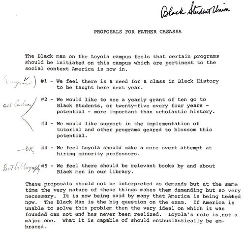 Black Student Union_Proposals for Father Casassa