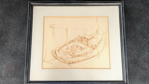 This work is by Charles Culver and it depicts a boat.