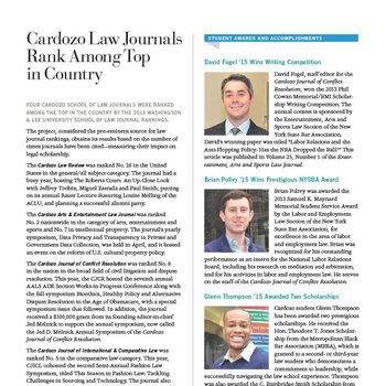 Cardozo Journals and Students Shine Nationally