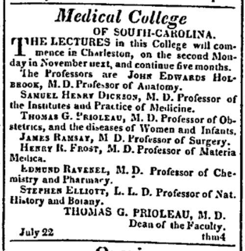 “City Gazette, “Medical College of South Carolina,” p. 3”