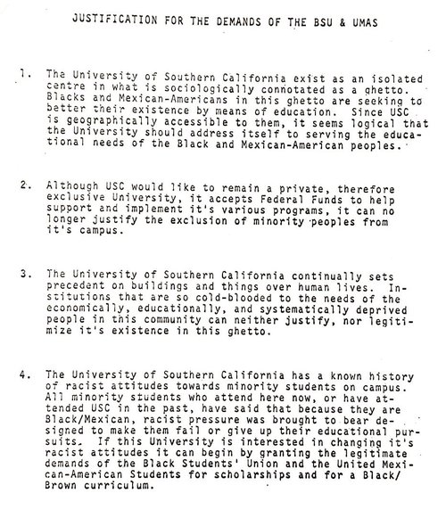 Demands of the BSU and UMAS at USC_Recd Jan 30 1969_2
