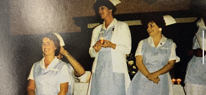 Margaret Fink at White Cap Ceremony, 1984. Photograph Collection, Dominican University of California Archives, San Rafael, CA.