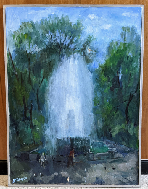Work by Nora Drapce depicting a fountain.