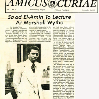 "Sa'ad El-Amin to Lecture at Marshall-Wythe"