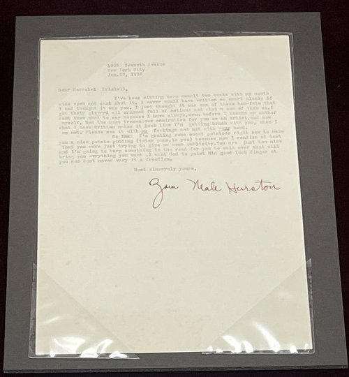 Letter from Zora Neale Hurston to Herschel Brickell