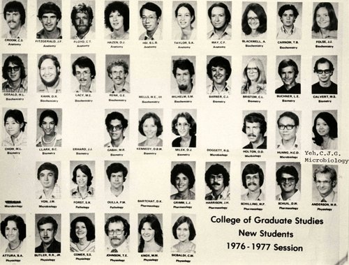 Composite photograph of new students in the Medical University of South Carolina, College of Graduate Studies, 1976-1977.