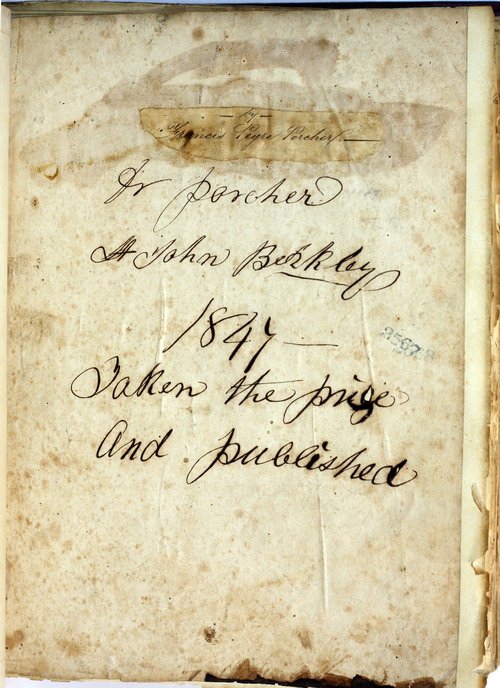 Handwritten title page of Dr. Porcher&#x27;s thesis.