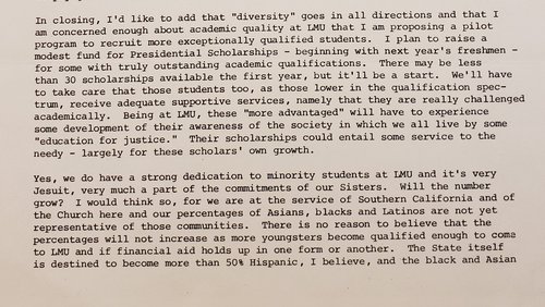 LMU Commitment to the Minority Students, December 11, 1981