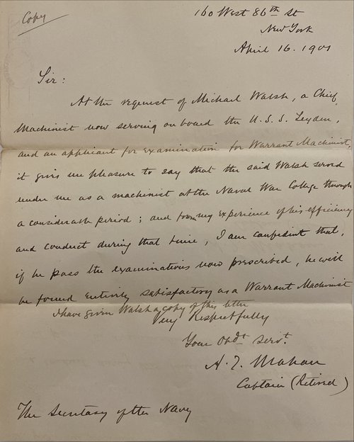 Mahan recommendation letter 1901 Apr 16.jpg